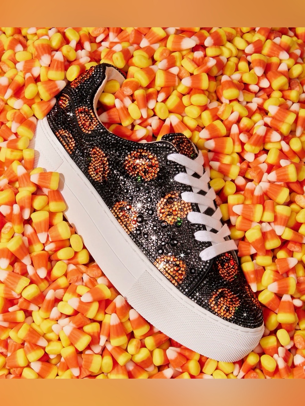 Betsey Johnson Black and Orange Pumpkin Platform Sneakers Women's
